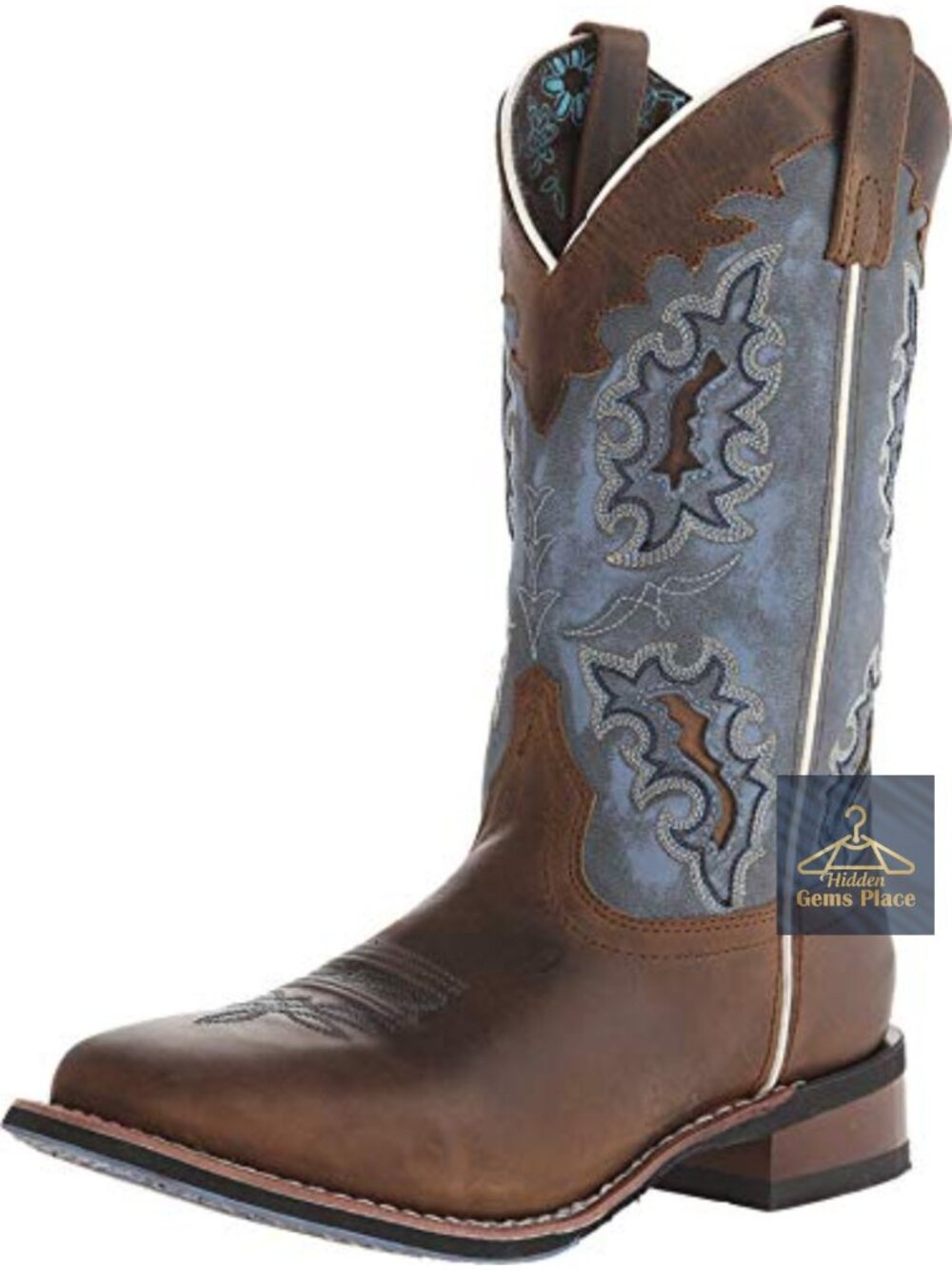 Women's Laredo Isla Embroidered Square Toe Pull On Mid Calf Boots Low Heel